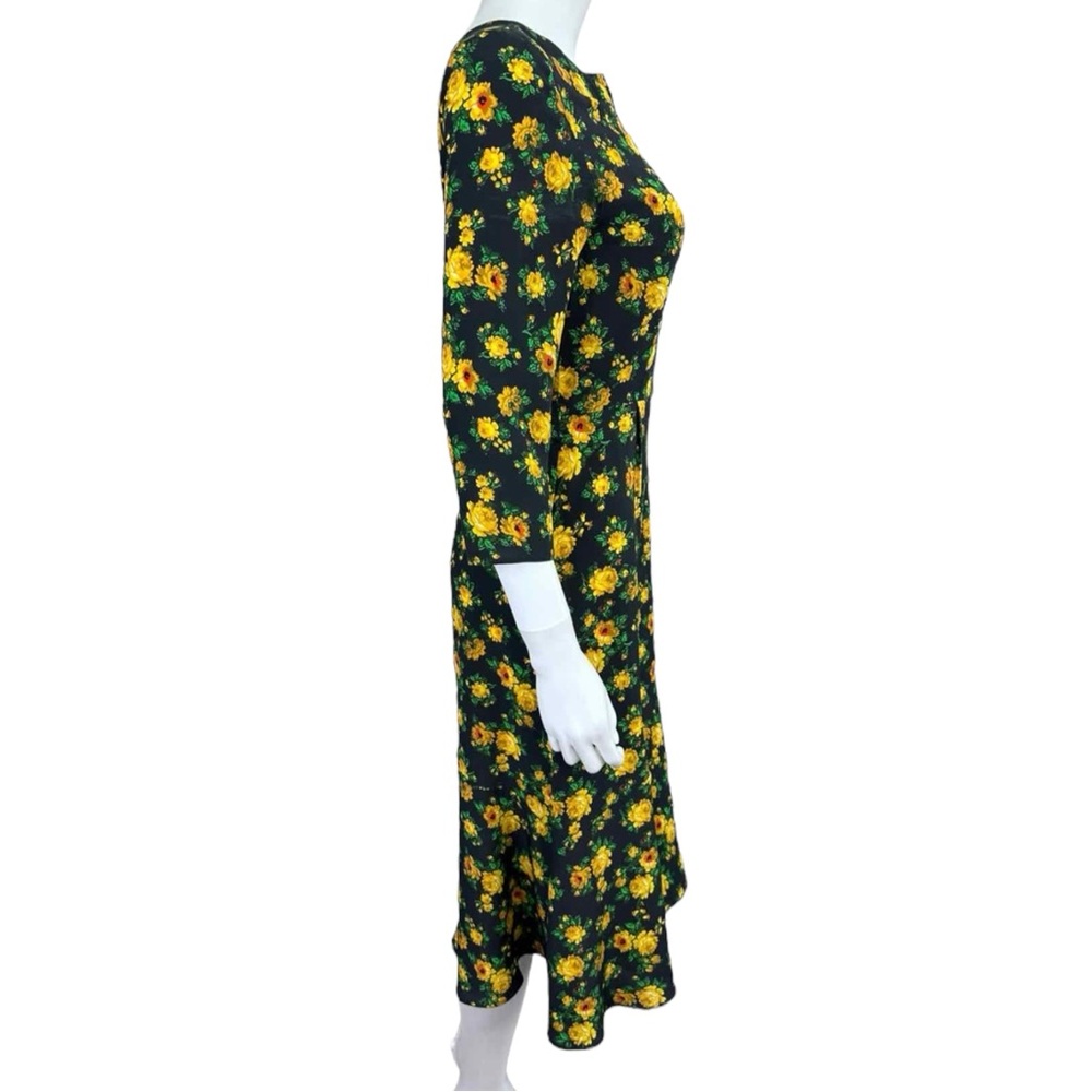 CLAUDIE PIERLOT Black Floral Silk Print RISMAH Dress Size S C0135 - Picture 2 of 12